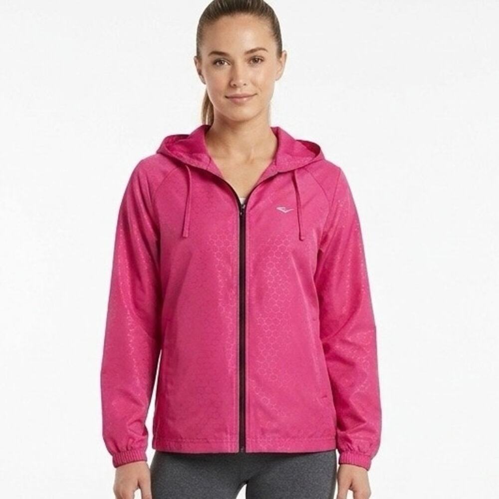 Everlast Women's Track Jacket M Hot Pink Zip Up Hooded Windbreaker Lightweight